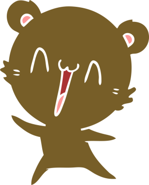 Mutlu ayı düz renkli çizgi film bir insan tarafından çizildi.