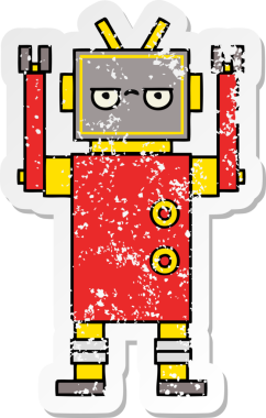 Bir insan tarafından çizilmiş rahatsız edilmiş sevimli bir çizgi filmin sıkıntılı çıkartması.