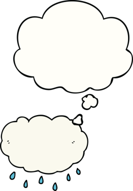 Bir insan tarafından çizilmiş düşünce baloncuklu çizgi film yağmur bulutu