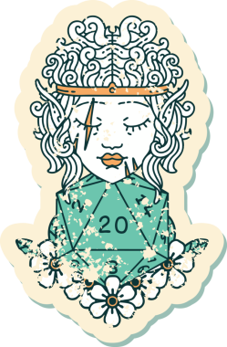 Retro Dövme Tarzı Bir insan tarafından çizilmiş 20 zarlı barbar karakter