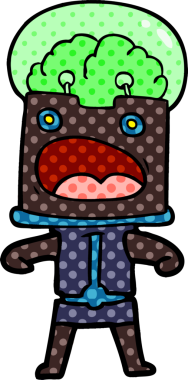 Bir insan tarafından çizilmiş çizgi film robotu