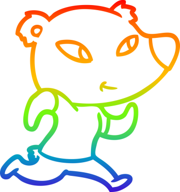 Gökkuşağı gradyanı çizimi. Bir insan tarafından çizilmiş şirin bir ayı çizgi filmi.