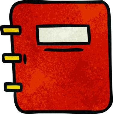 Bir insan tarafından çizilmiş not defterinin retro grunge desenli karikatürü.