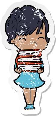 Bir insan tarafından çizilmiş bir karikatür kadının sıkıntılı çıkartması.