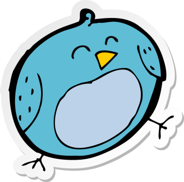 Bir insan tarafından çizilmiş çizgi film kuşunun çıkartması.