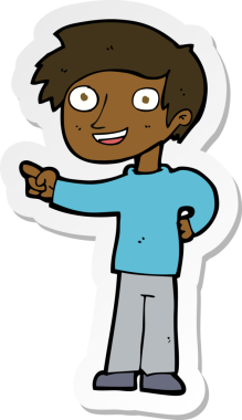 Bir insan tarafından çizilmiş bir karikatür adamın çıkartması.