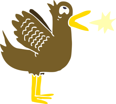 Bir insan tarafından çizilmiş kanat çırpan ördek.