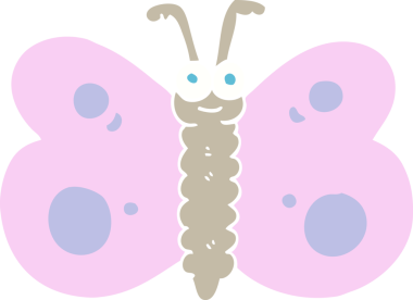 Bir insan tarafından çizilmiş kelebeğin düz renk çizimi