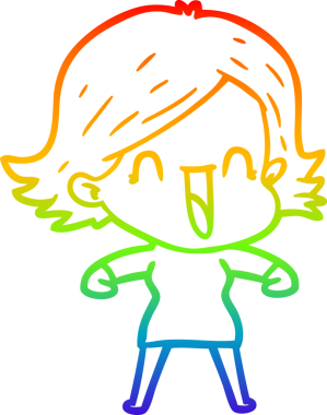 gökkuşağı gradyan çizimi bir insan tarafından çizilmiş mutlu bir kadın çizgi