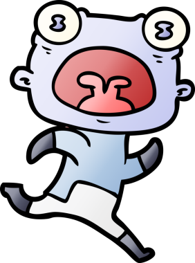 Bir insan tarafından çizilmiş garip bir uzaylı çizgi filmi.