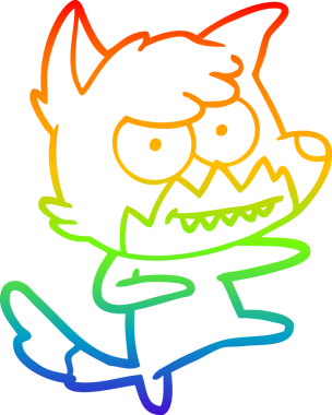 Bir insan tarafından çizilmiş sırıtan tilki çizgi çizimi.