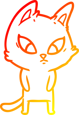 Bir insan tarafından çizilmiş kafası karışmış çizgi film kedisinin sıcak çizgi çizimi