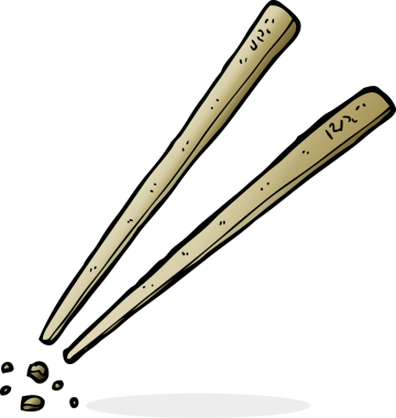 Bir insan tarafından çizilmiş yemek çubukları.