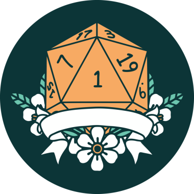 Bir insan tarafından çizilen bir d20 zar atma ikonu