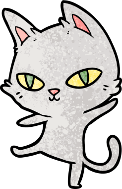 Bir insan tarafından çizilmiş çizgi film kedisi.