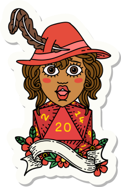 Bir insan şairin çıkartması. Bir insan tarafından çizilmiş doğal 20 zarlı.