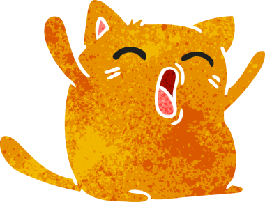 Bir insan tarafından çizilmiş sevimli kawaii kedisinin serbest çizimi.