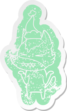 Kızgın kurt çizgi filmi, bir insan tarafından çizilmiş Noel Baba şapkasının çıkartması.