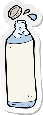 Bir insan tarafından çizilmiş karikatür su şişesinin etiketi.