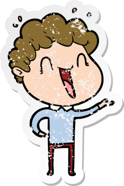 Bir insan tarafından çizilmiş mutlu bir adamın sıkıntılı çıkartması.