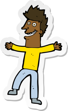 Bir insan tarafından çizilmiş mutlu bir adamın çıkartması.