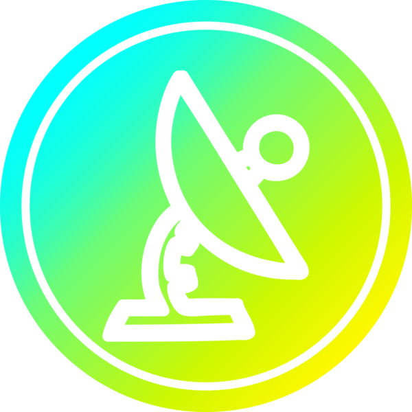 Uydu çanağı dairesel simgesi ve bir insan tarafından çizilen gradyan bitiş şekli