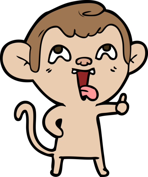 Bir insan tarafından çizilmiş çılgın çizgi film maymunu