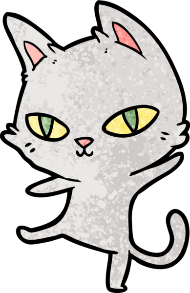 Bir insan tarafından çizilmiş çizgi film kedisi.