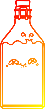 Bir insan tarafından çizilmiş eski bir süt şişesinin sıcak çizgi çizimi