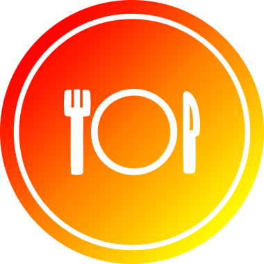 Bıçak çatalı ve bir insan tarafından çizilmiş dairesel bir simge.