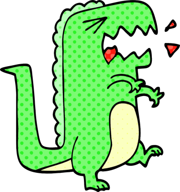 Bir insan tarafından çizilmiş kükreyen çizgi film karalaması.