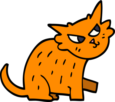 Bir insan tarafından çizilmiş kızıl bir kedi.