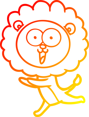 Bir insan tarafından çizilmiş mutlu çizgi film aslanının sıcak çizgi çizimi