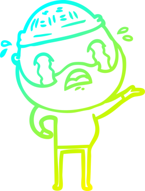 Bir insan tarafından çizilmiş ağlayan sakallı bir adamın çizdiği soğuk çizgi.