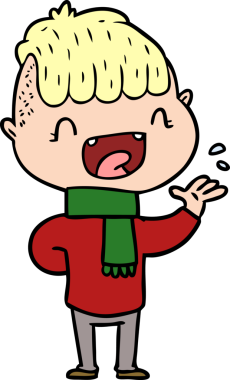 Bir insan tarafından çizilmiş mutlu çocuk çizgi filmi.