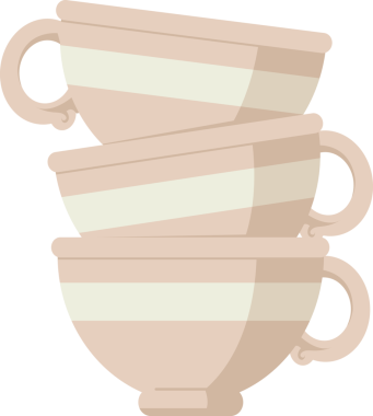 Bir insan tarafından çizilmiş kab yığını grafik vektör resimleme simgesi