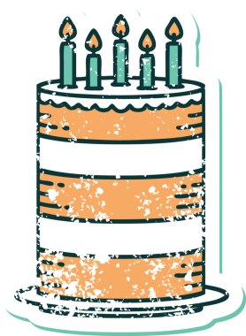 Bir insanın çizdiği doğum günü pastasının sembolik dövmesi.