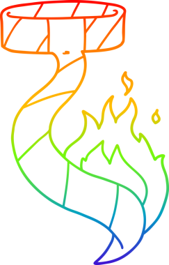 Gökkuşağı gradyan çizgi çizimi Bir insan tarafından çizilmiş yanan bir kravat