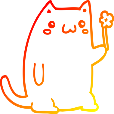 Bir insan tarafından çizilmiş sevimli bir çizgi film kedisinin sıcak çizgi çizgisi.