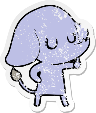 Bir insan tarafından çizilmiş şirin bir filin sıkıntılı çıkartması