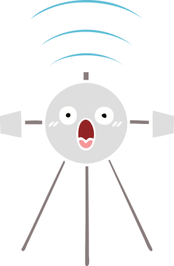 Bir insan tarafından çizilmiş düz renkli bir uydu karikatürü