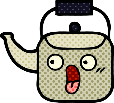 Bir insan tarafından çizilmiş bir çaydanlık çizgi filmi.