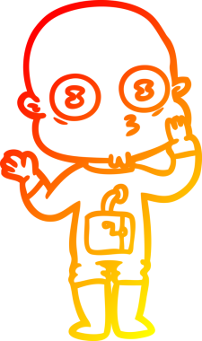 Bir insan tarafından çizilmiş garip kel bir uzay adamının sıcak çizgi çizimi