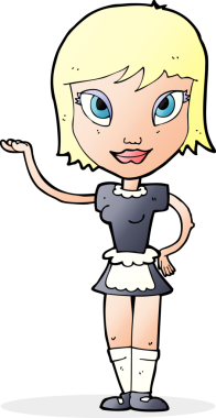 Bir insan tarafından çizilmiş çizgi film hizmetçisi.