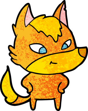 Bir insan tarafından çizilmiş tilki çizgi film karakteri