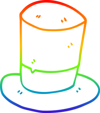 gökkuşağı gradyan çizgi çizimi bir insan tarafından çizilmiş silindir şapka