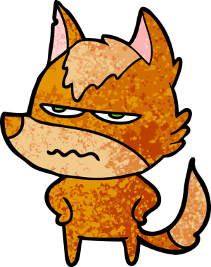 Bir insan tarafından çizilmiş kızgın tilki çizgi film karakteri