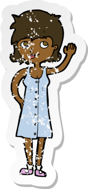 Bir insan tarafından çizilmiş, gerilmiş, karikatür yapıştırması. Güzel bir kadın.