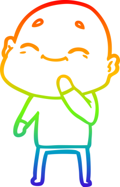 gökkuşağı gradyan çizimi mutlu bir çizgi kel adamın çizimi bir insan tarafından çizildi