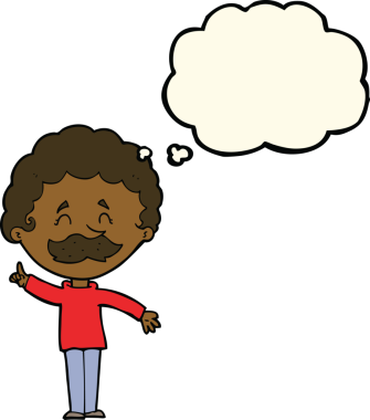 Bir insan tarafından çizilmiş düşünce baloncuğu fikri olan çizgi film adamı.